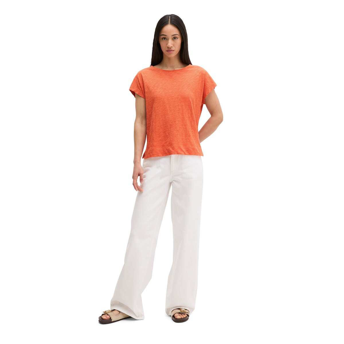 T-shirt DfC loose en jersey slub orange, MARC O'POLO