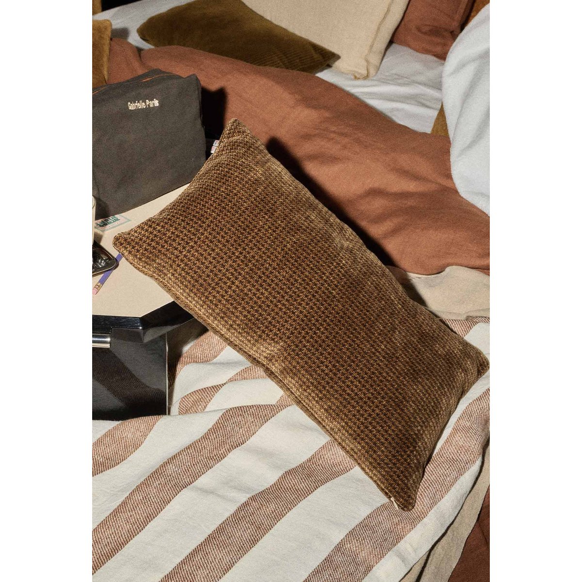 Housse de coussin 30x50 cm, Pied de Poule pied de poule café, GABRIELLE PARIS