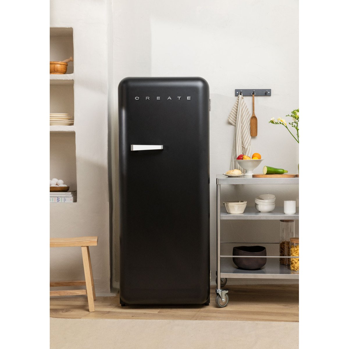 Réfrigérateur rétro FRIDGE RETRO 281L noir/argent, CREATE