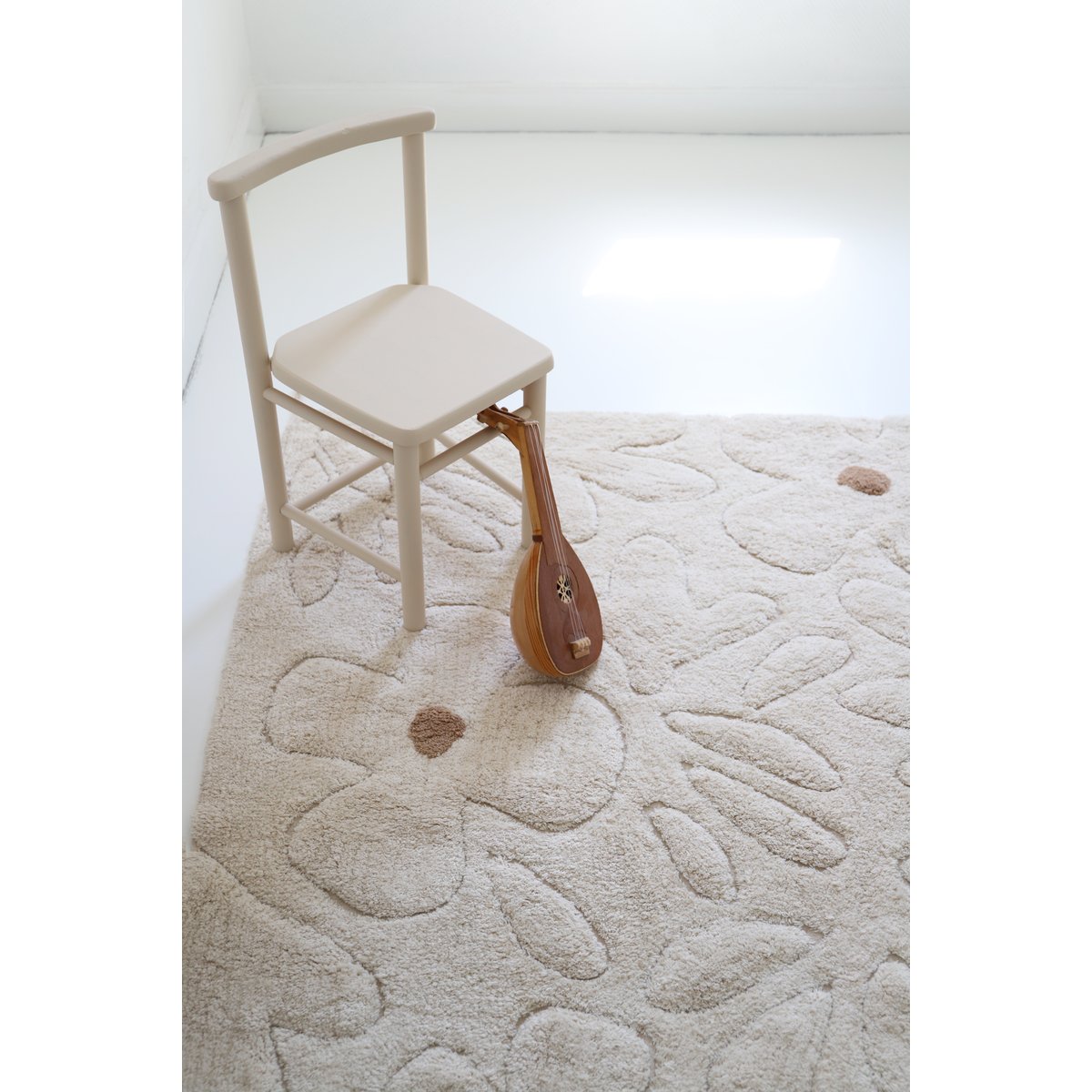 Tapis enfant lavable GENTLE FLORA ecru beige, NATTIOT