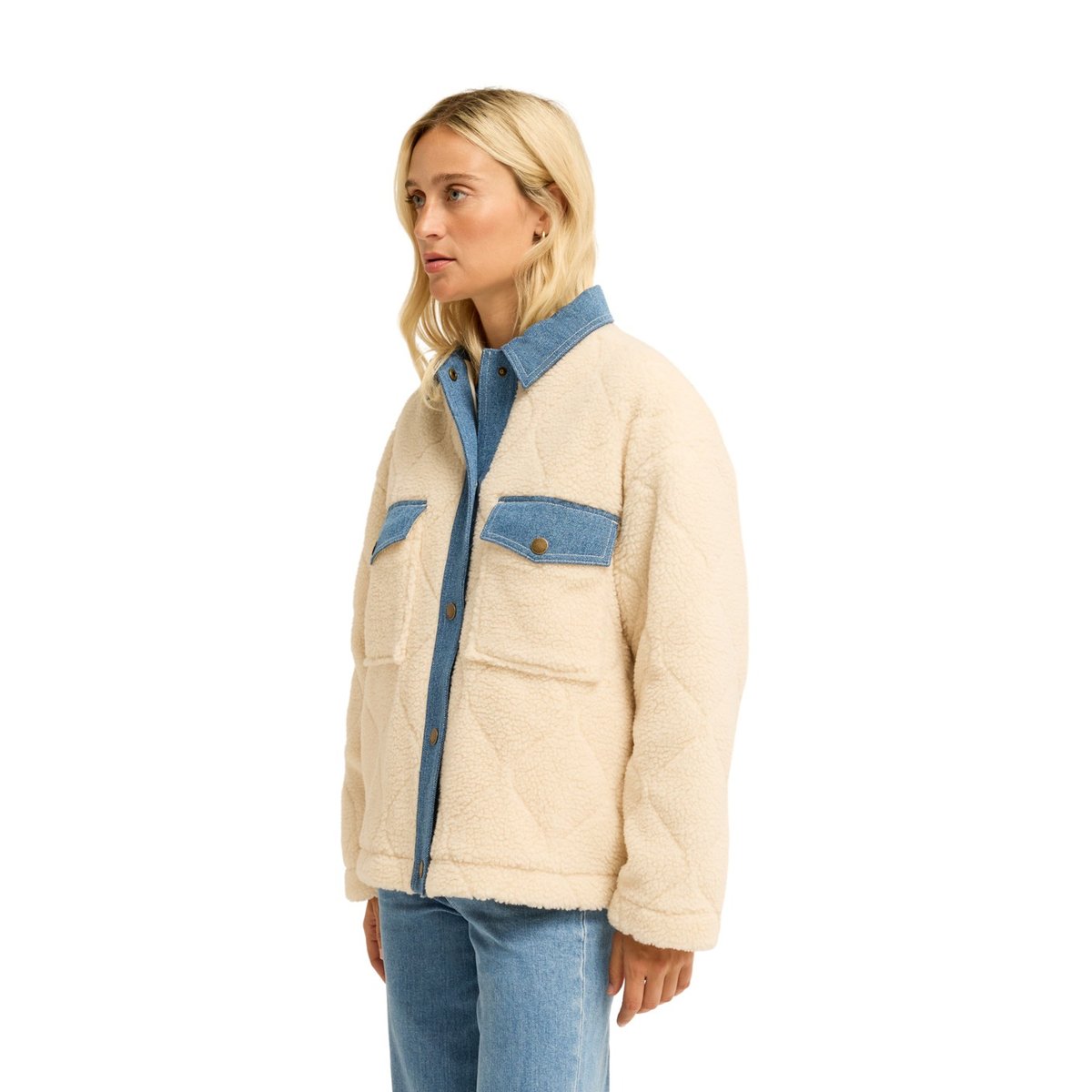 Veste trucker oversize STAY GOLDEN blanc white cap, BILLABONG