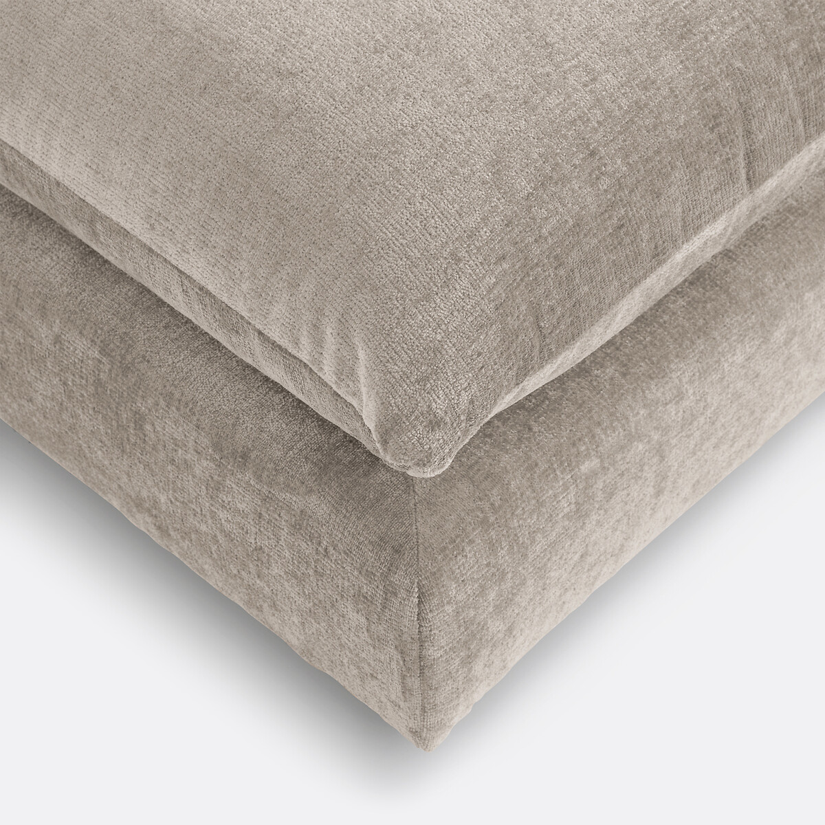 Moduleerbare poef, getextureerd fluweel, Malo taupe   , LA REDOUTE INTERIEURS