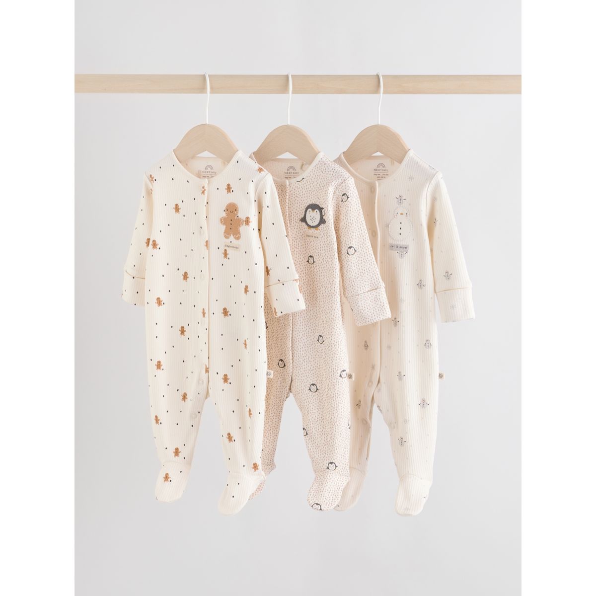 Grenouillère de noël bébé, lot 3 écru, NEXT