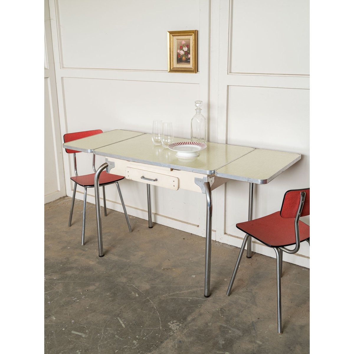Table à manger en formica Karla N°1280 - Bon état beige, DEBONGOUT