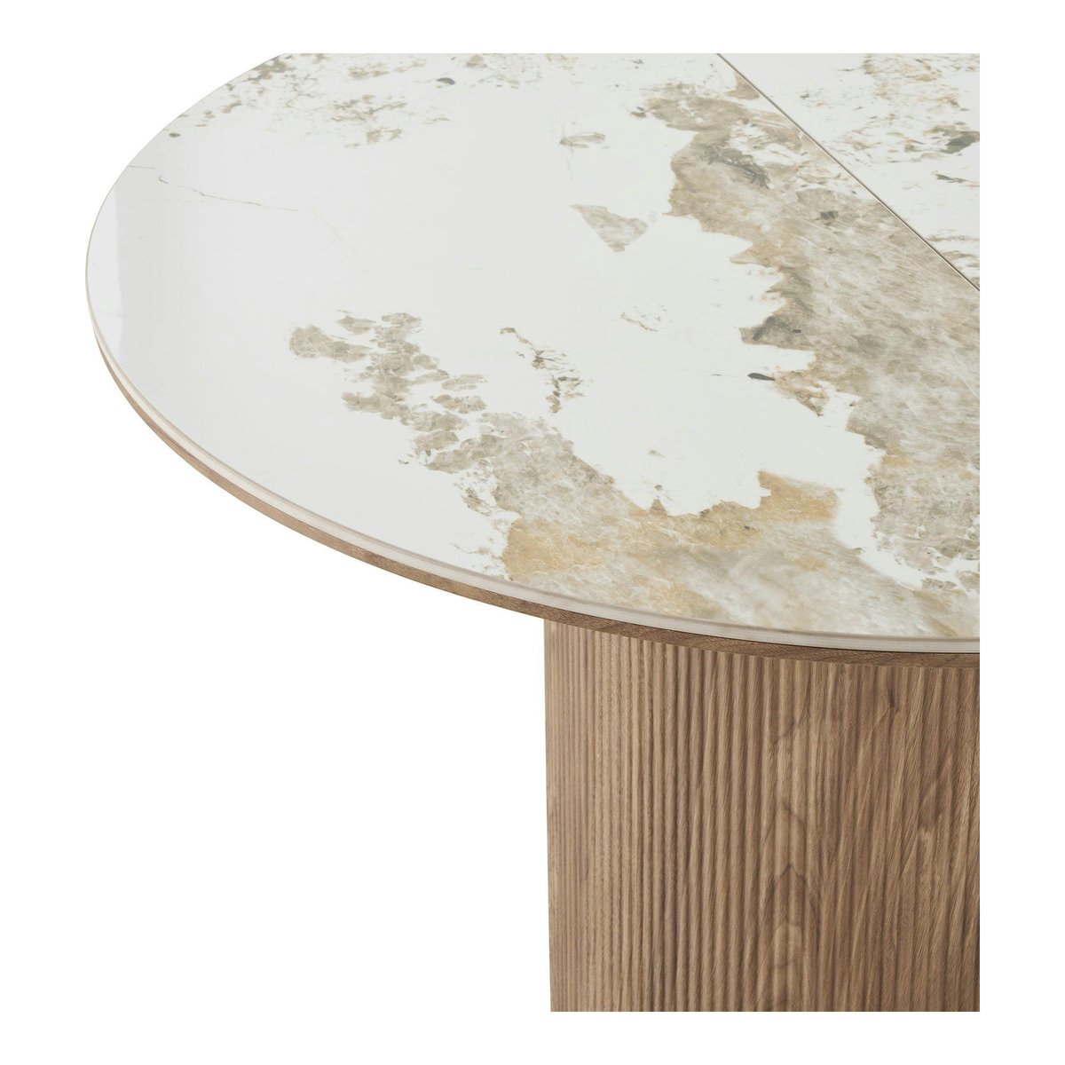 Table ronde extensible en céramique marbrée 120/160/200 cm PRATO blanc, PIER IMPORT