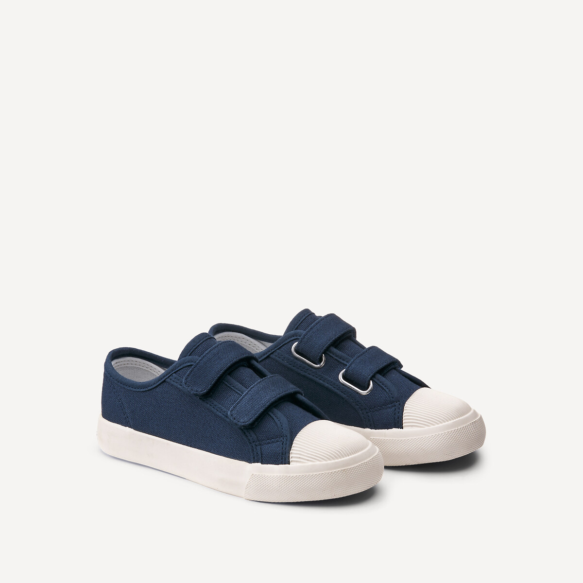 Kids Canvas Trainers with Touch 'n' Close Fastening navy blue, LA REDOUTE COLLECTIONS