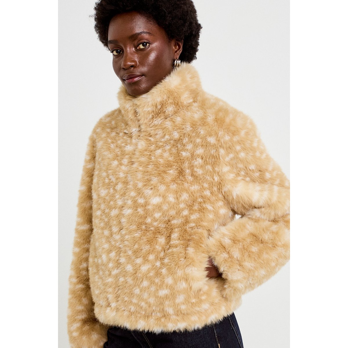 Veste cropped ajustable manches longues beige, CACHE CACHE
