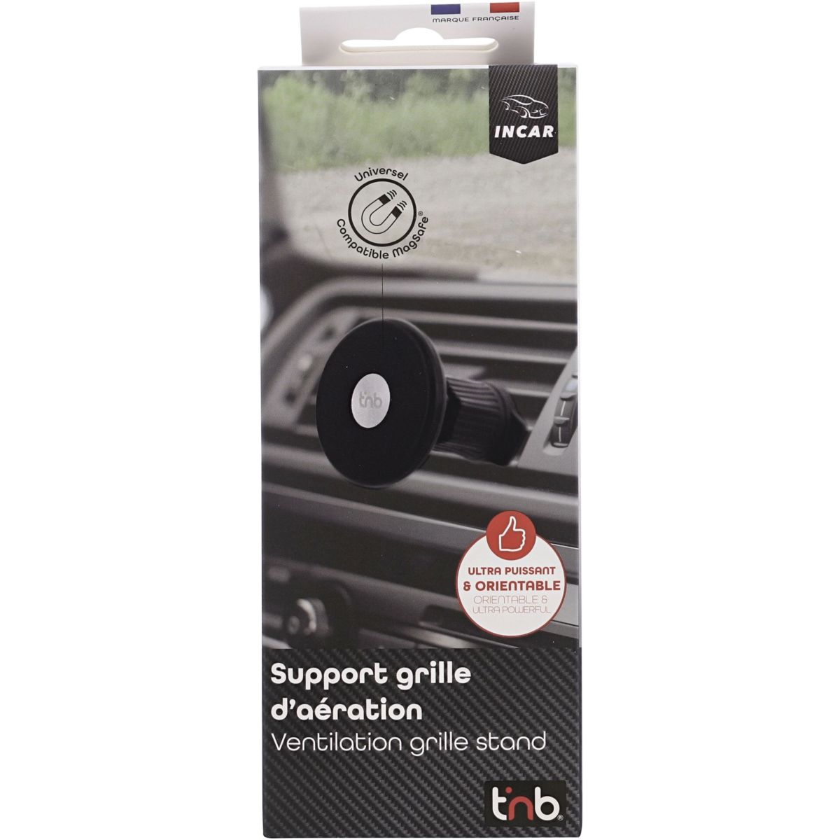 Support smartphone Magsafe pour grille d'aération noir couleur unique, TNB