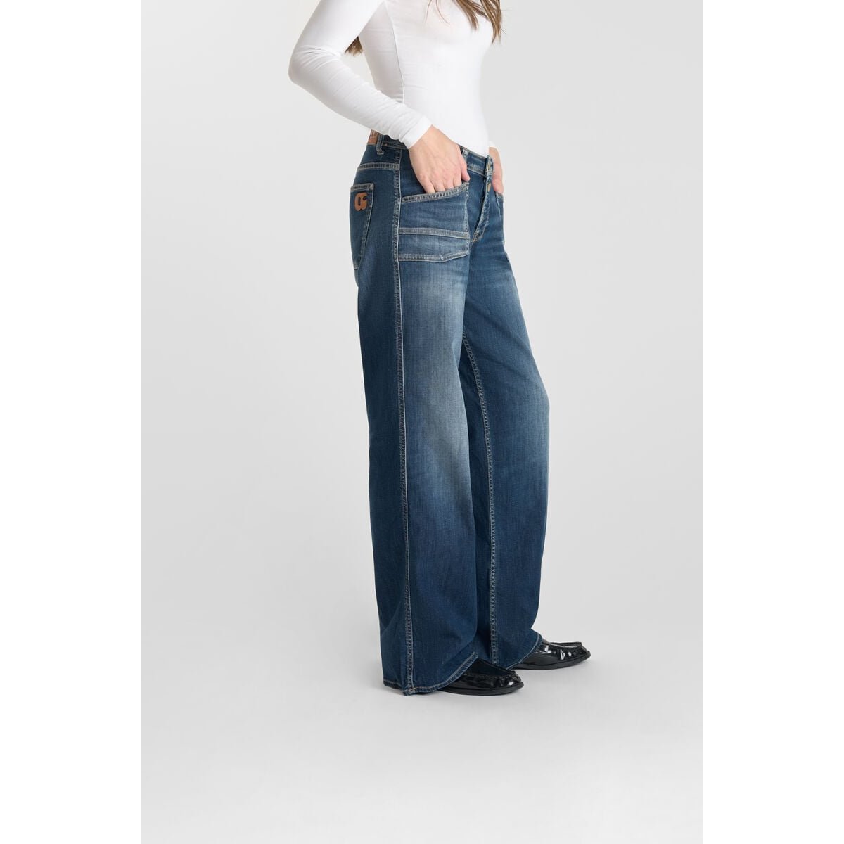 Jeans loose, large wide leg , longueur 34 blue, LE TEMPS DES CERISES