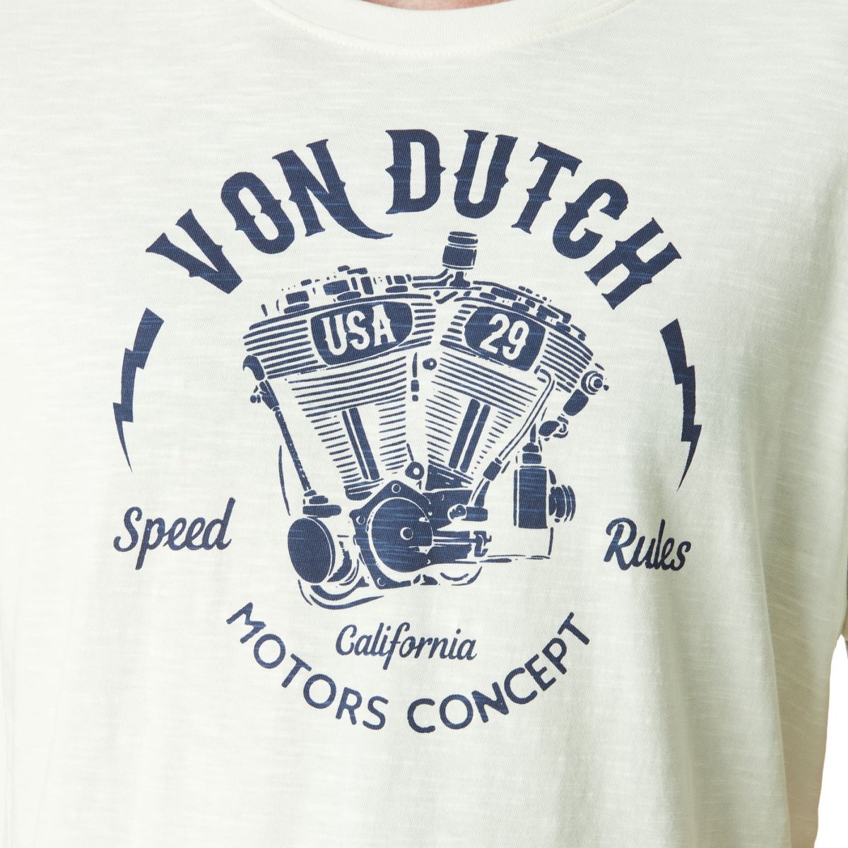 Tee Shirt en coton RULES ecru/bleu, VON DUTCH