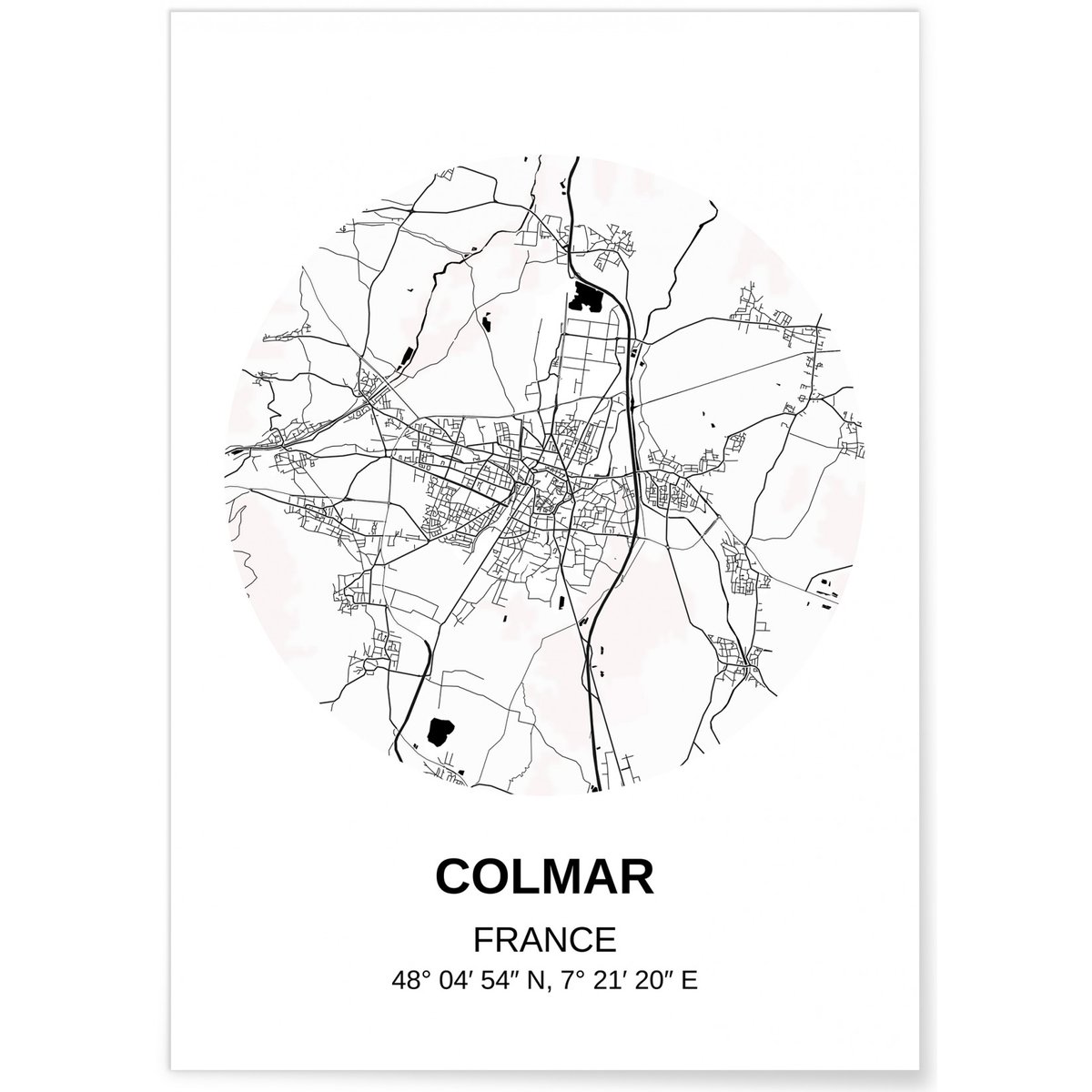 Affiche Carte Colmar blanc, L'AFFICHERIE