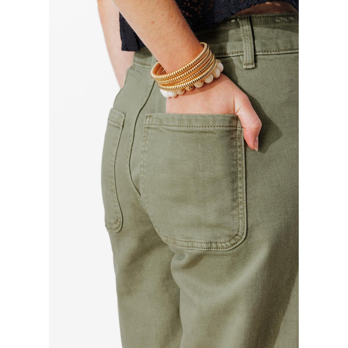 HECTOR pantalon taille haute kaki, PROMOD