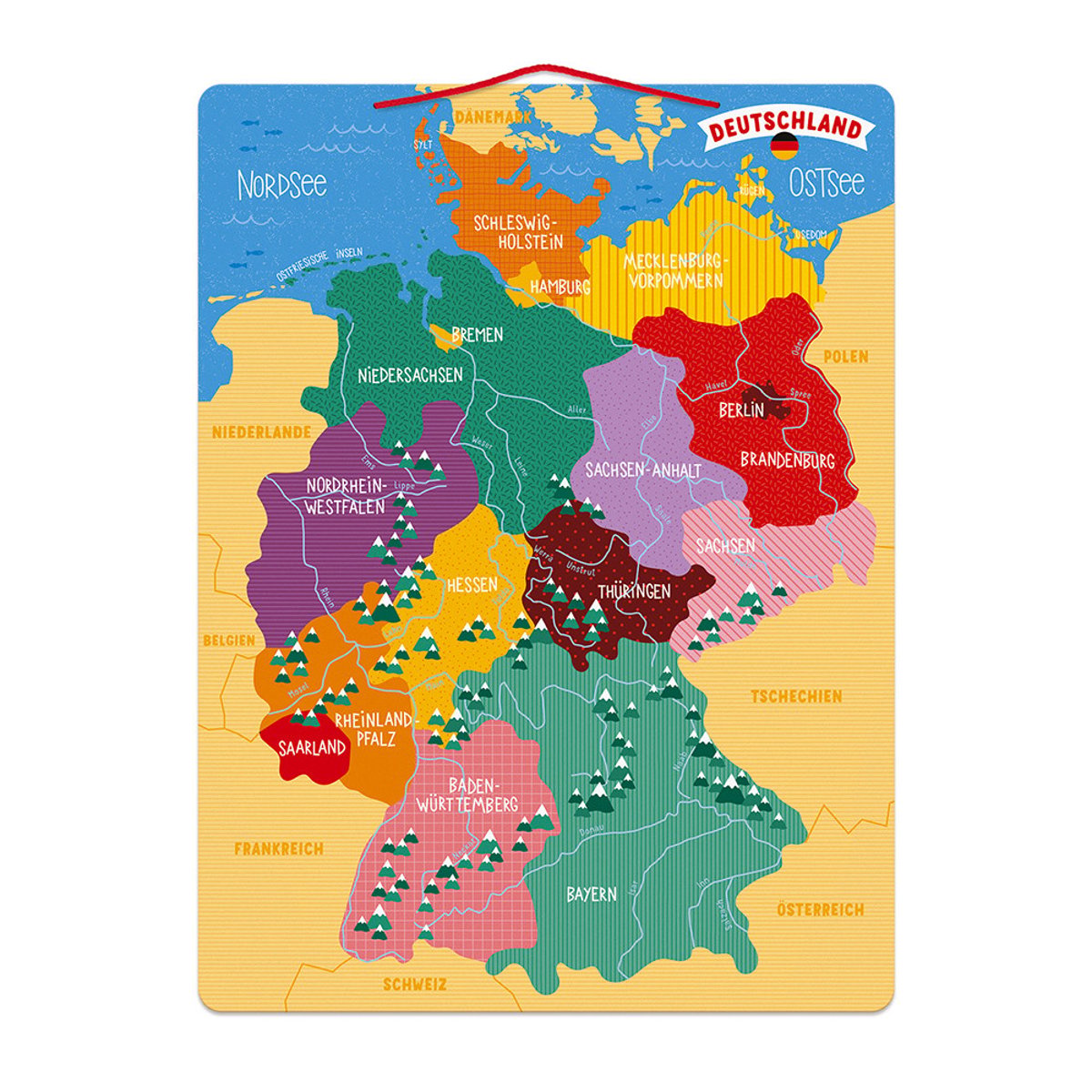 Puzzle carte d'Allemagne magnétique bleu, JANOD