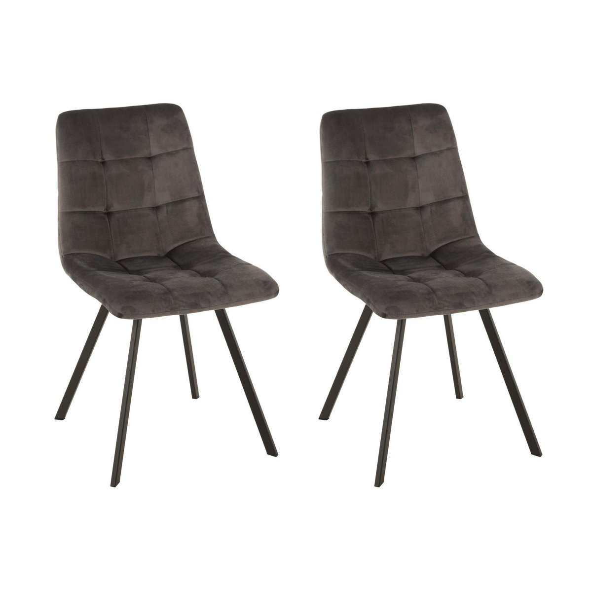 Chaises en velours peau de pêche et en métal (lot de 2) - OLIVIA gris, HELLIN, DEPUIS 1862