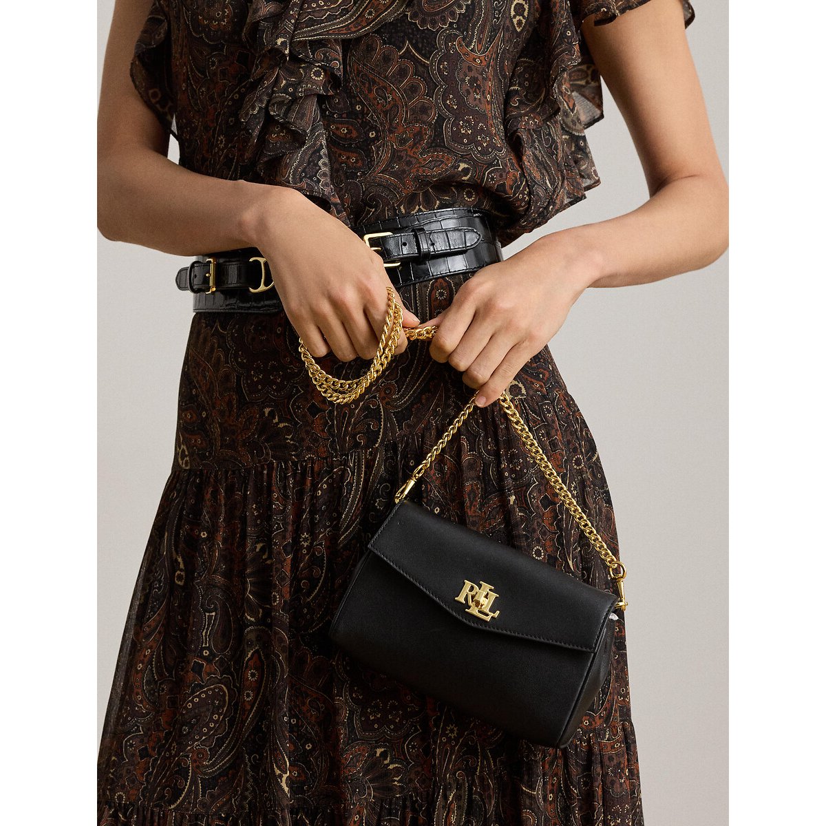 Pochette en cuir de vachette, TRN noir, LAUREN RALPH LAUREN