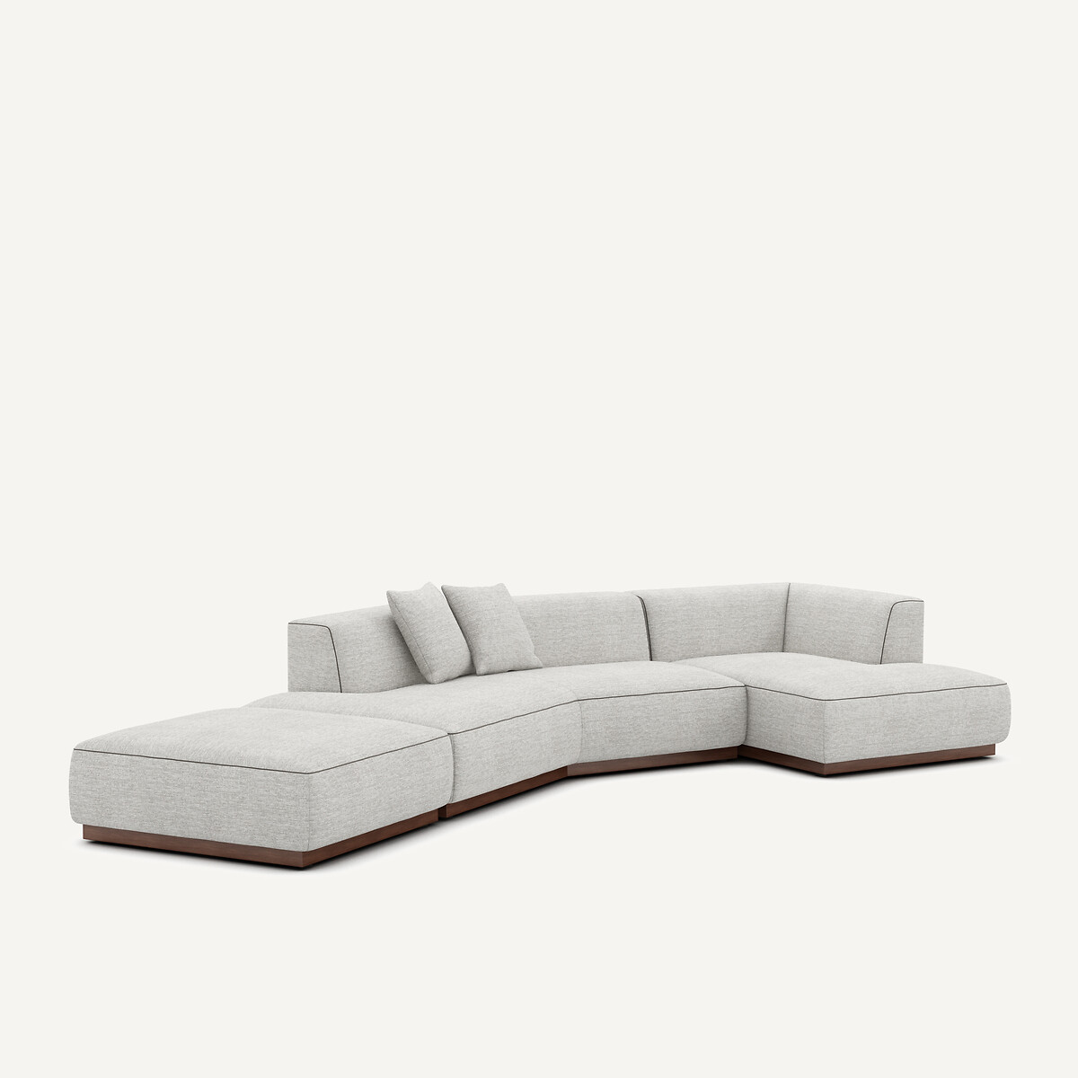 Canapé d'angle droit ouvert avec repose-pieds en toile jaspée, JACOPO gris/blanc, AM.PM