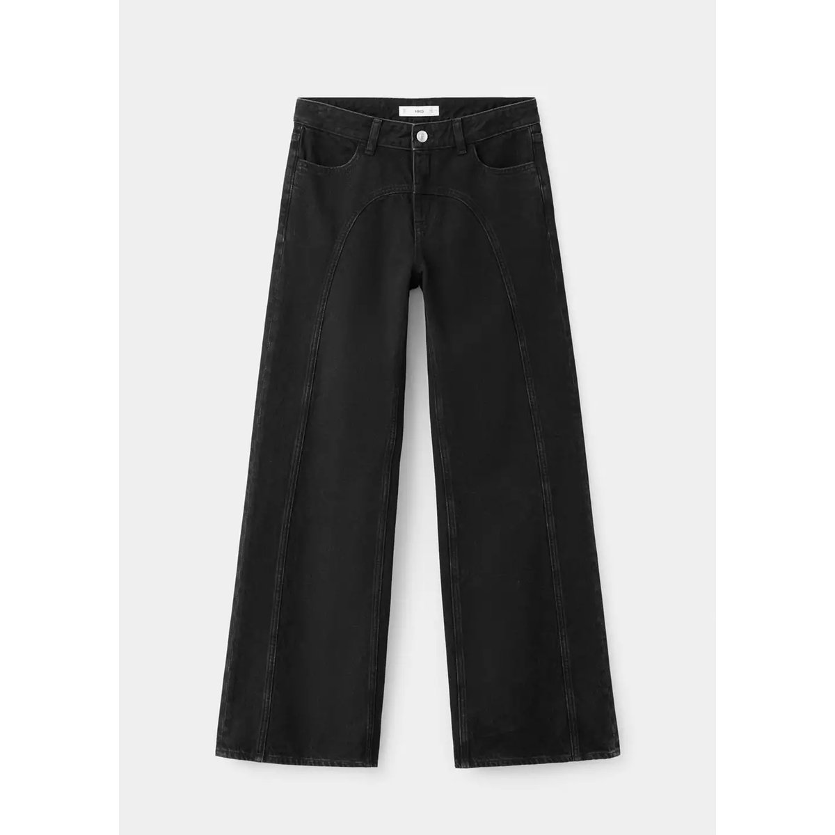 Jean wide leg couture black denim, MANGO TEEN