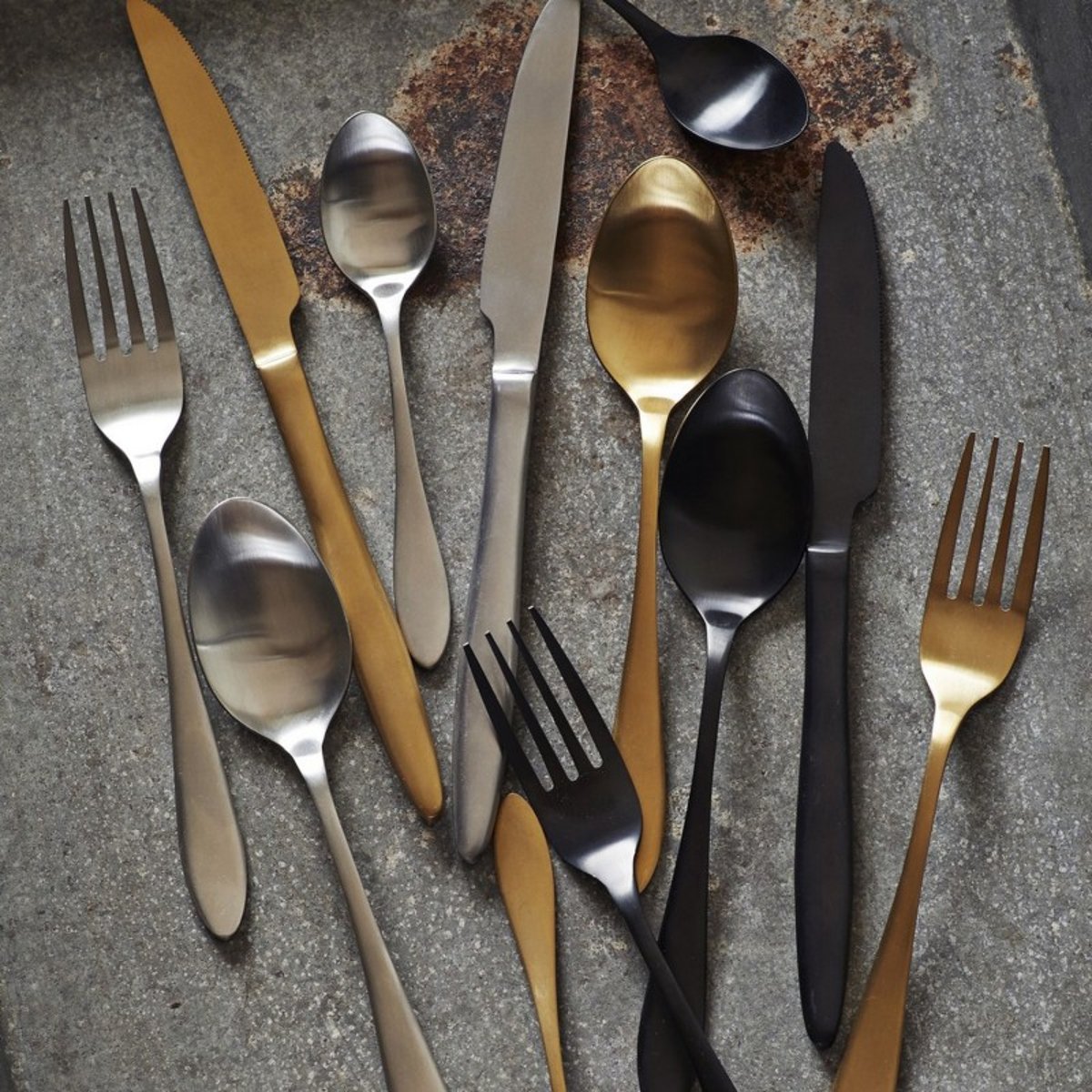 Couverts de table acier inoxydable brossé argent, MADAM STOLTZ