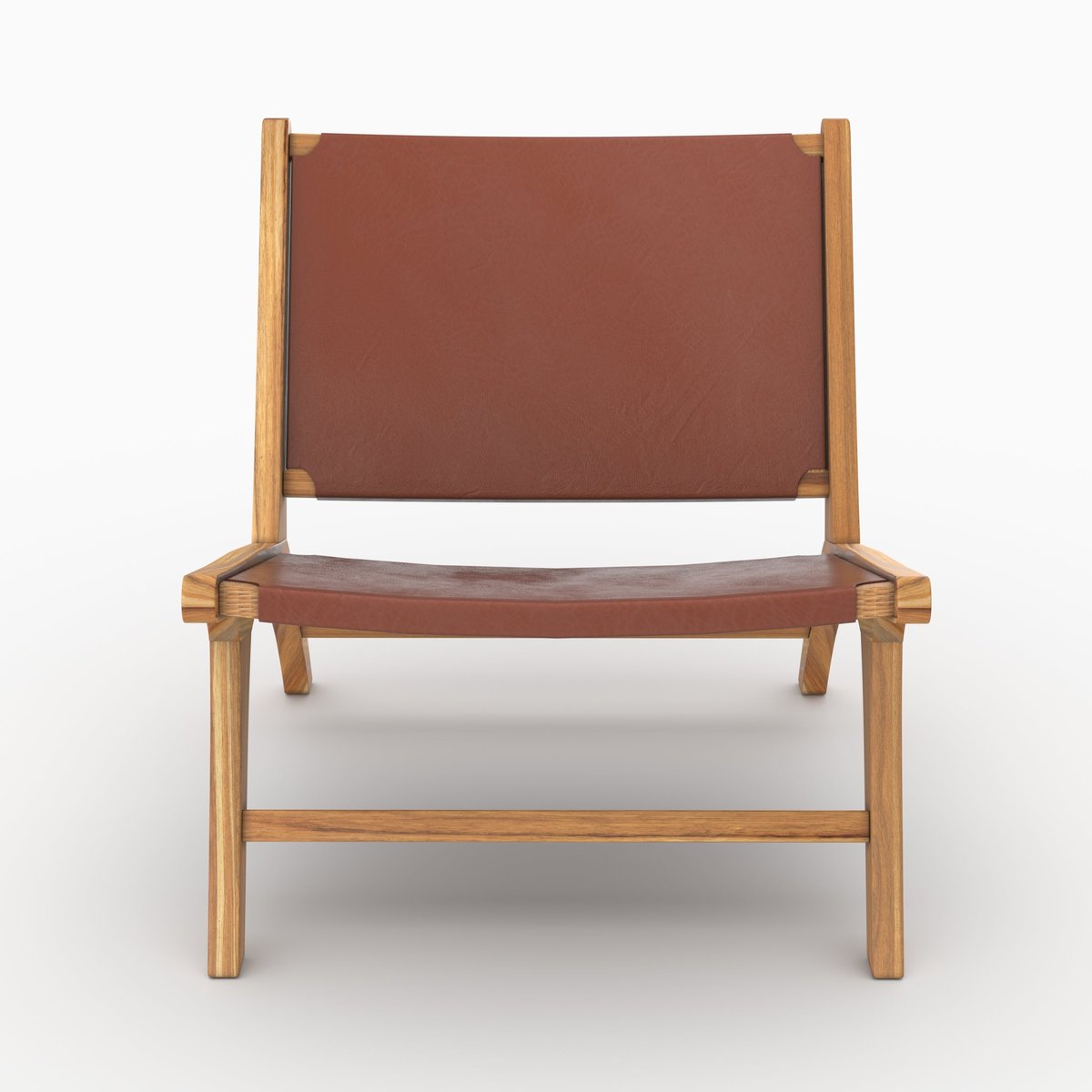 Fauteuil en teck et cuir lisse - KUNA marron, MAISON PAVANE