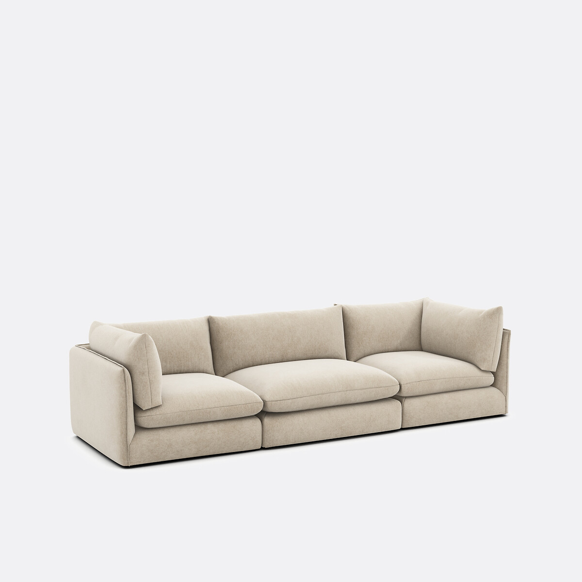 Canapé droit modulable, 3 places, en polyester chiné, MALO beige, LA REDOUTE INTERIEURS