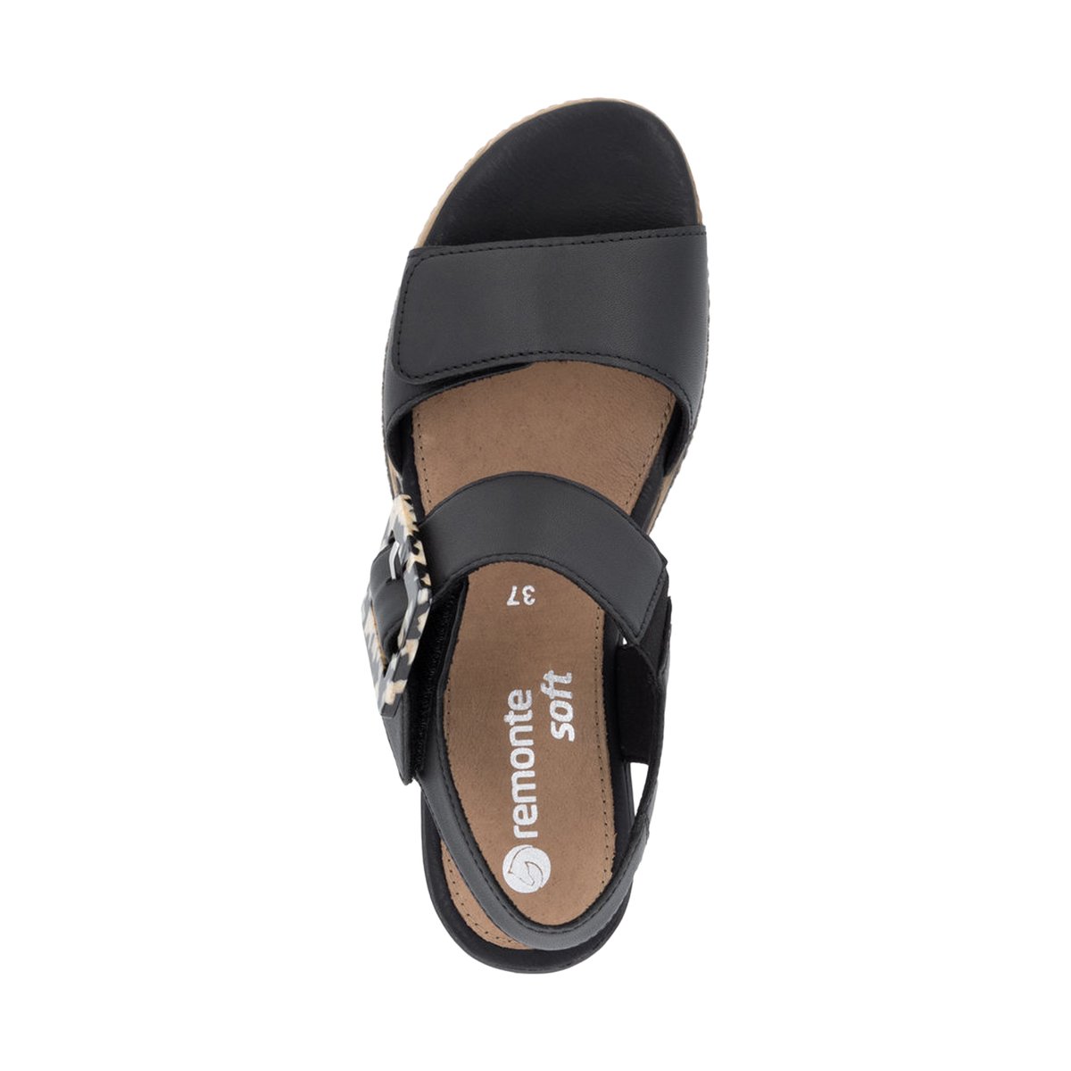 Sandales Compensées Cuir Artigo noir, REMONTE