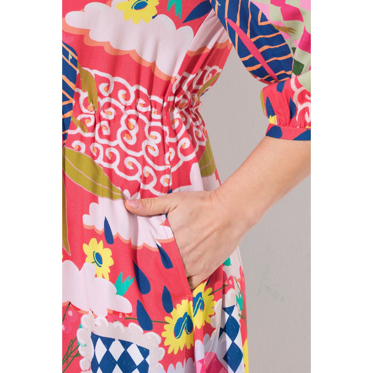 Robe midi motif vacances rose vif, ULLA POPKEN