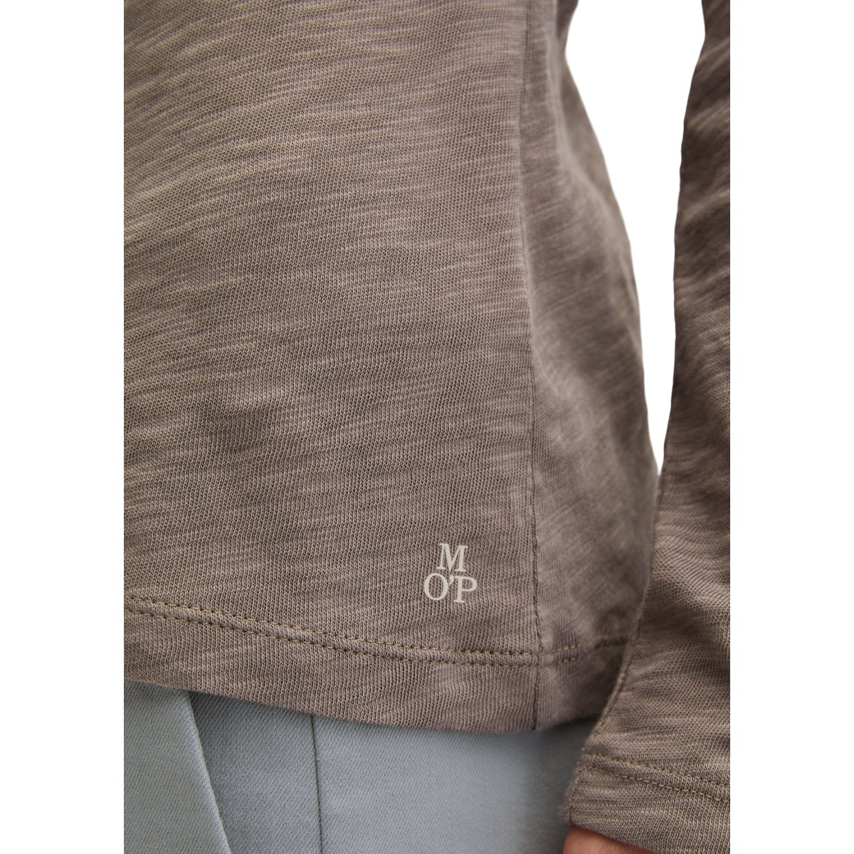 T-shirt long U-Boot DfC regular en qualité Organic Cotton marron, MARC O'POLO