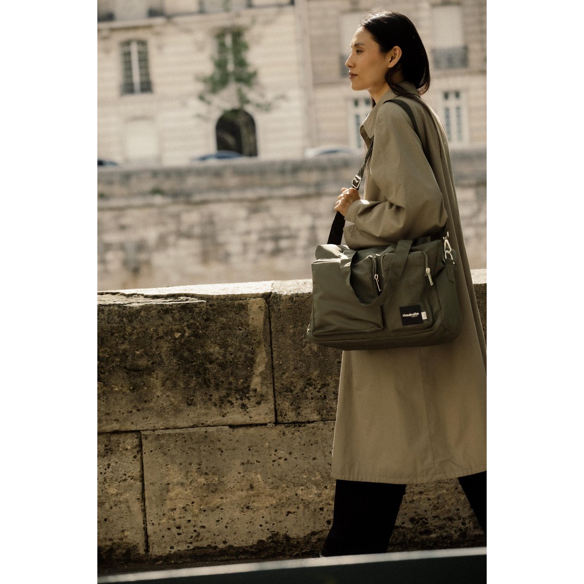 Sac 24heures polyester recyclé zippé KELLER kaki, RIVEDROITE