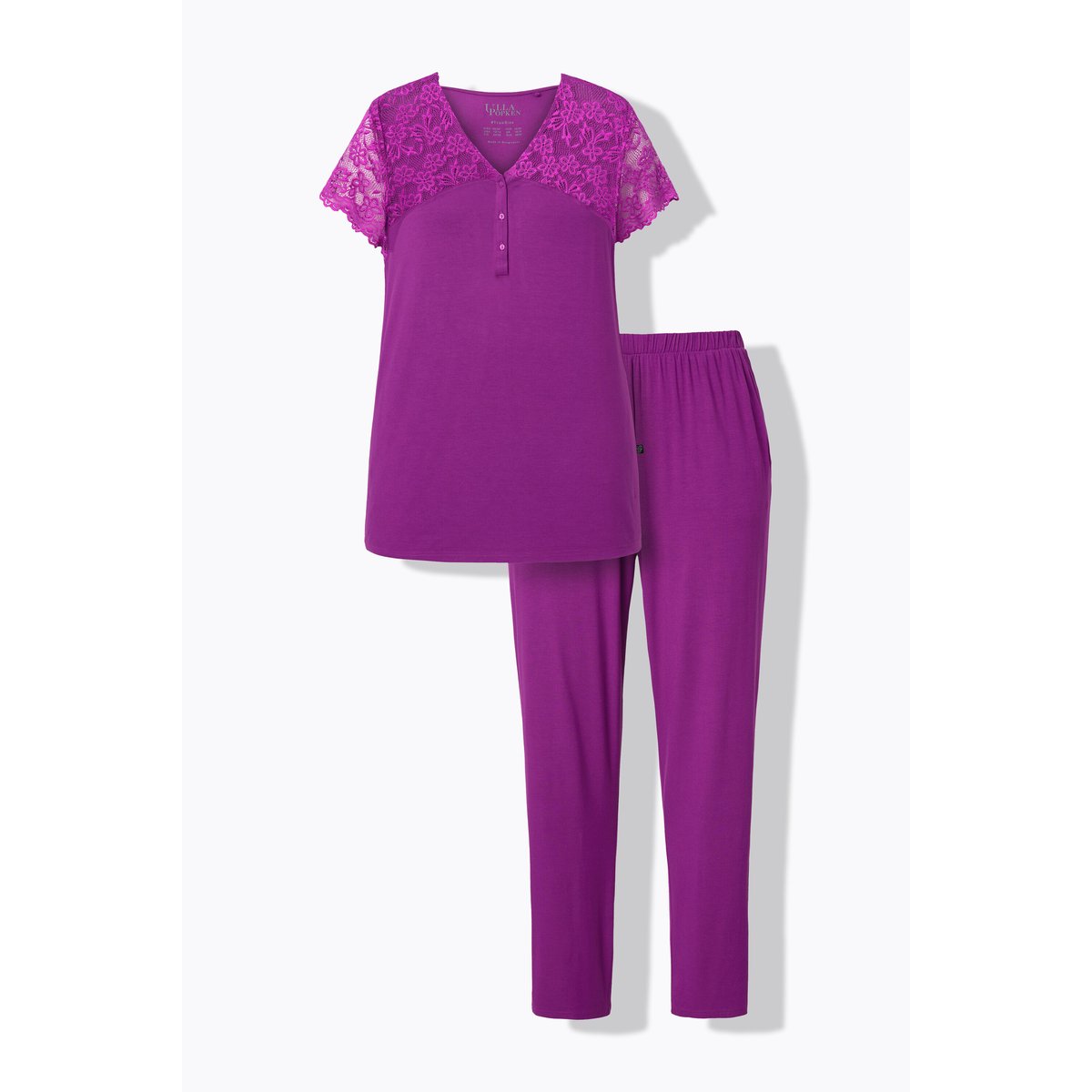 Pyjama deux pièces à dentelle. prune clair, ULLA POPKEN