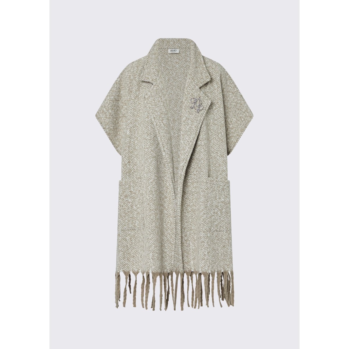Poncho long en jacquard gris, LIU JO