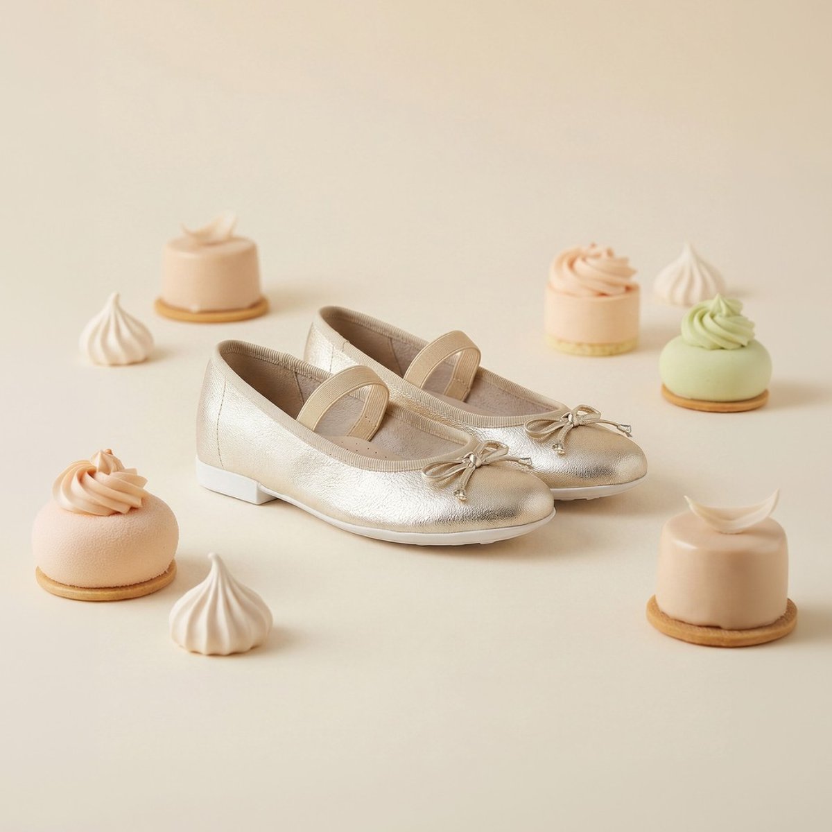 Ballerines JR PLIE' platine, GEOX