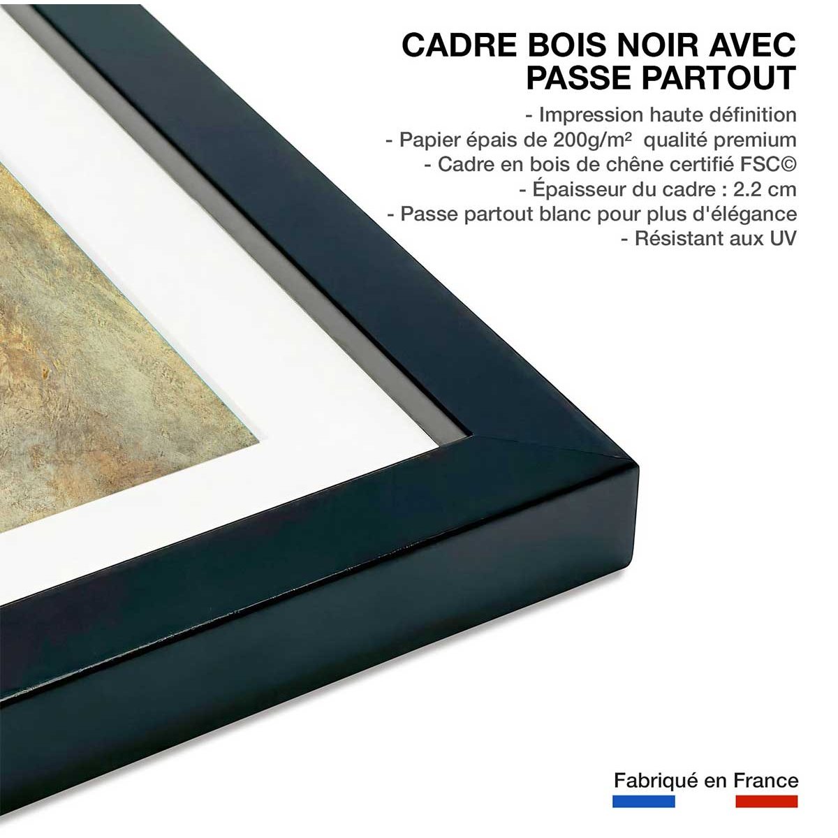 Poster Soleil couchant sur un lac - Joseph Mallord William Turner affiche + cadre en bois - noir, HEXOA