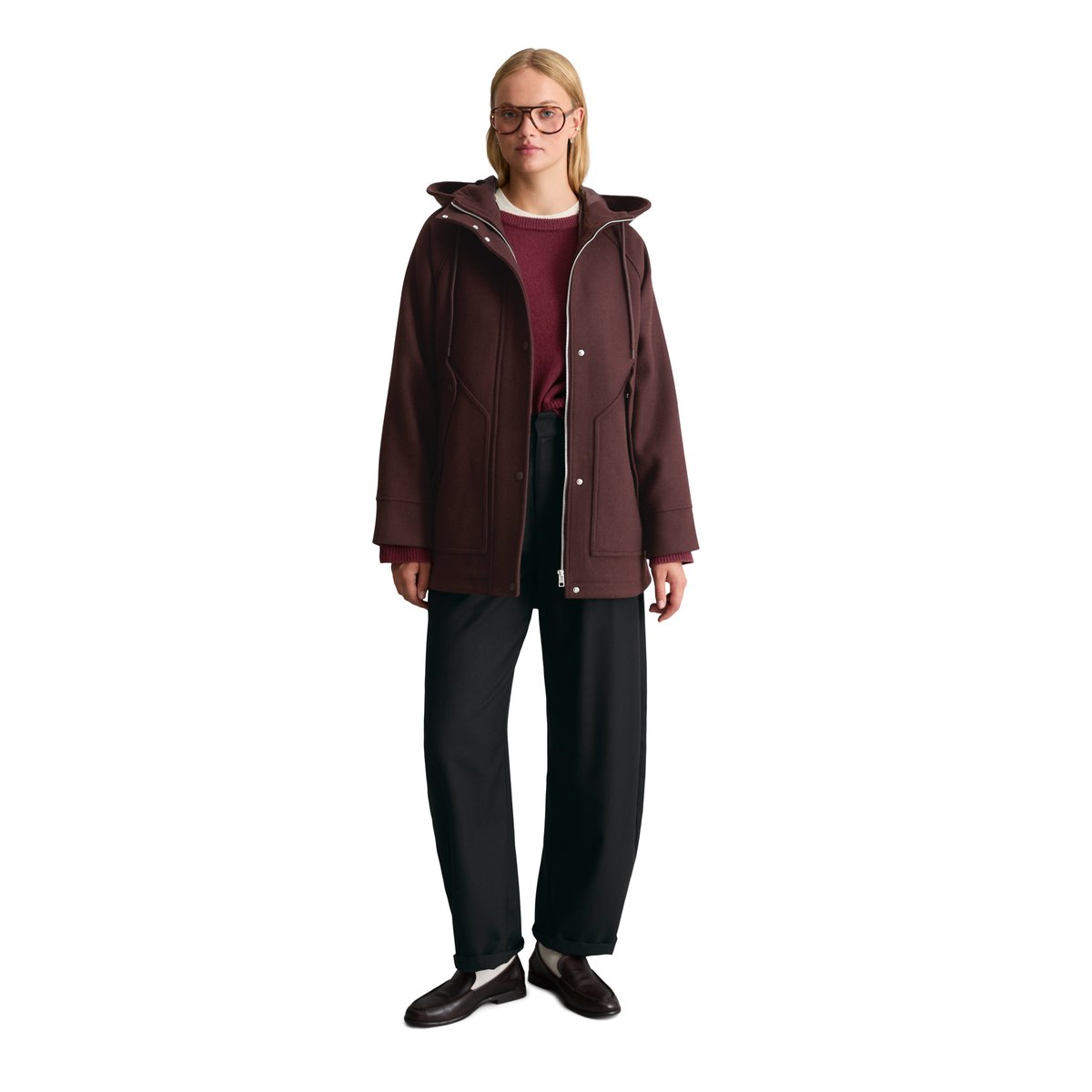 Parka en laine, coupe classique en mélange de laine marron, MARC O’POLO DENIM
