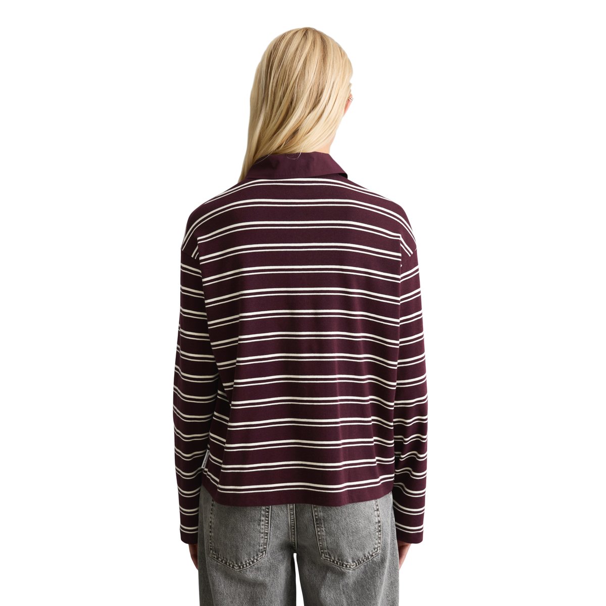 Polo à manches longues, coupe décontractée en jersey épais à rayures rouge, MARC O’POLO DENIM