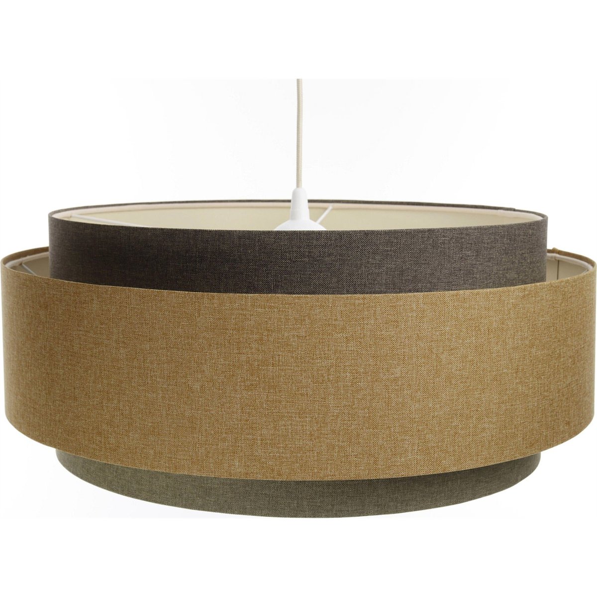 Suspension en tissu et rotin, BOHO ELEGANT beige crème avec touche de rotin naturel, BPS KONCEPT