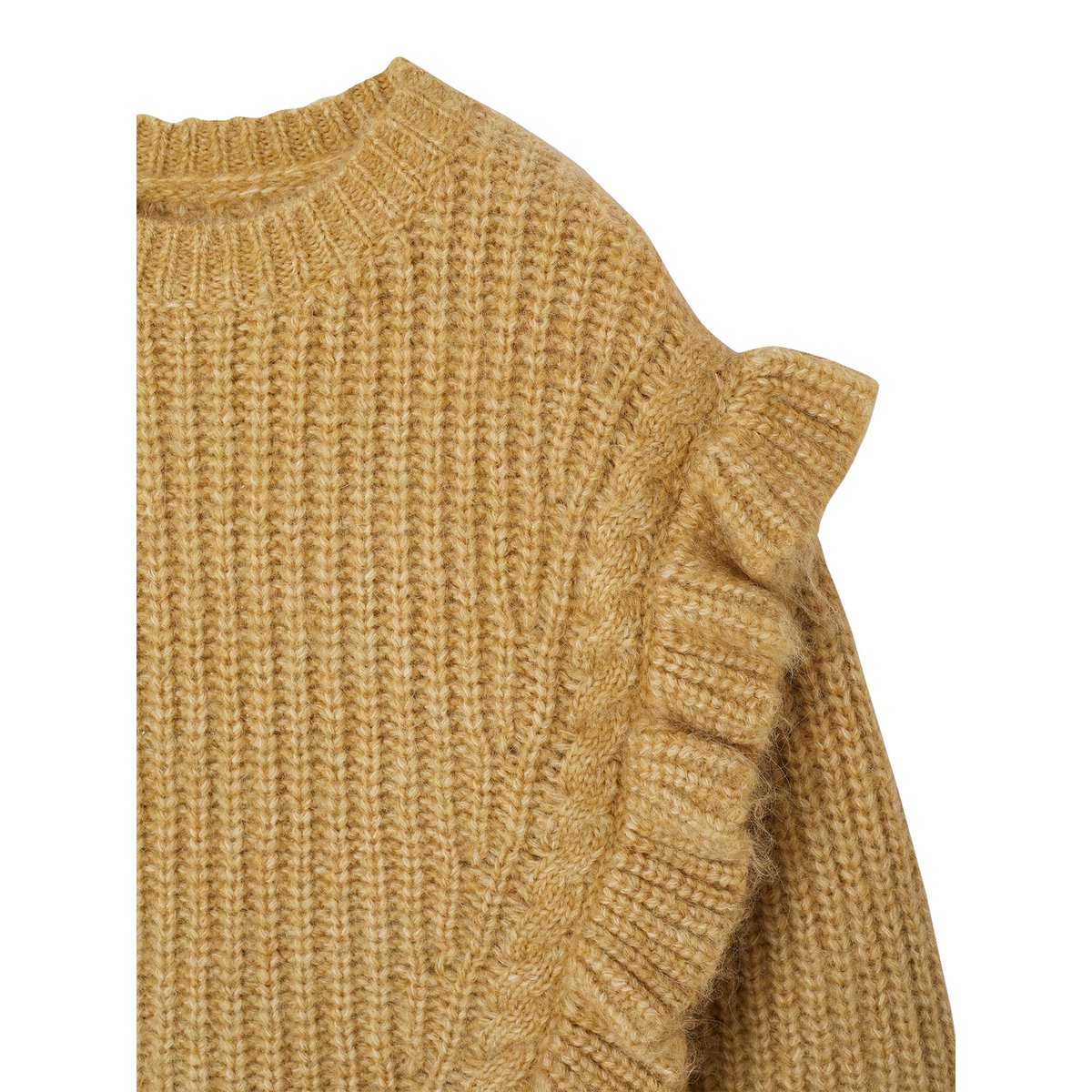 Pull à volants et torsades beige doré, VERTBAUDET