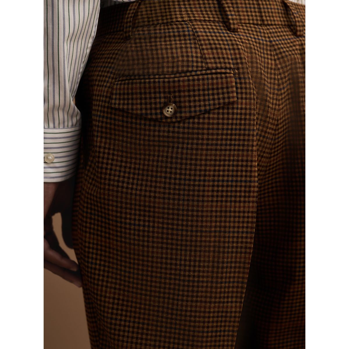 Pantalon de costume ajusté à carreaux marron, NEXT