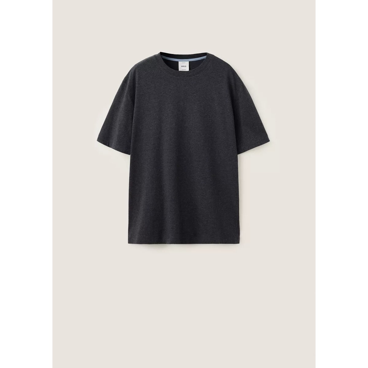 T-shirt coton mélangé cachemire regular fit gris anthracite, MANGO MAN