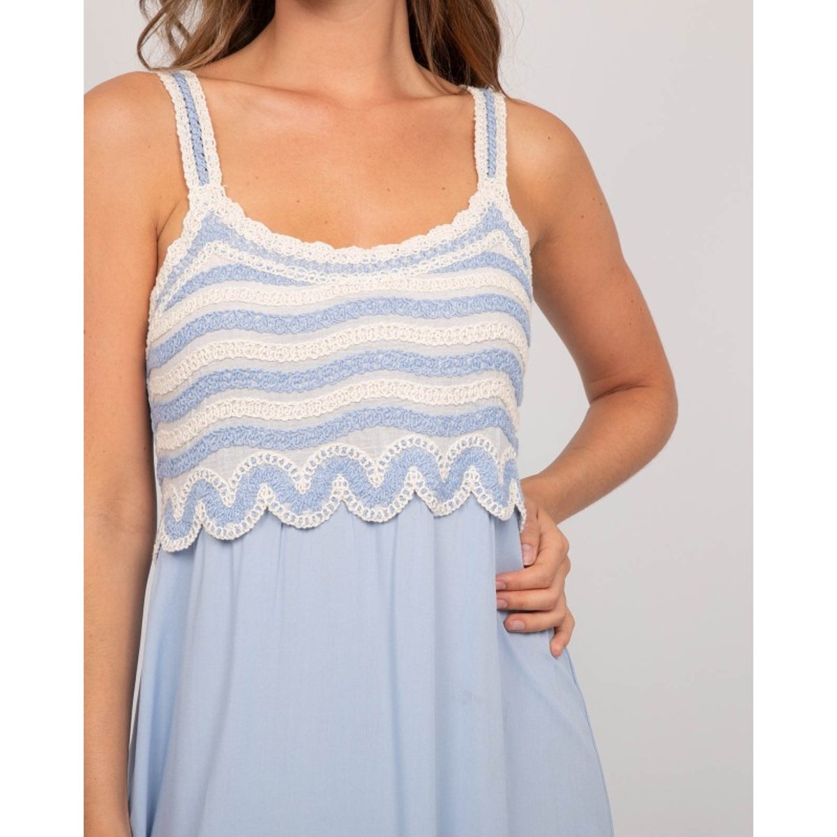 Robe Longue Bohème Igenie bleu, DONA LISA