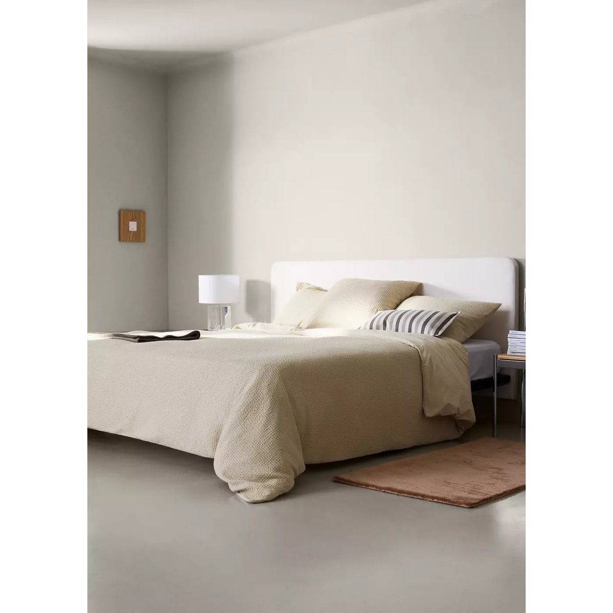 Housse de couette coton gaufré garment-dyed lit 180/200 cm beige, MANGO HOME
