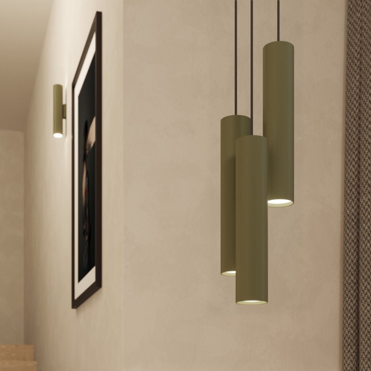 Suspension Acier Vert Olive GU10 2 Lagos vert, EDEN