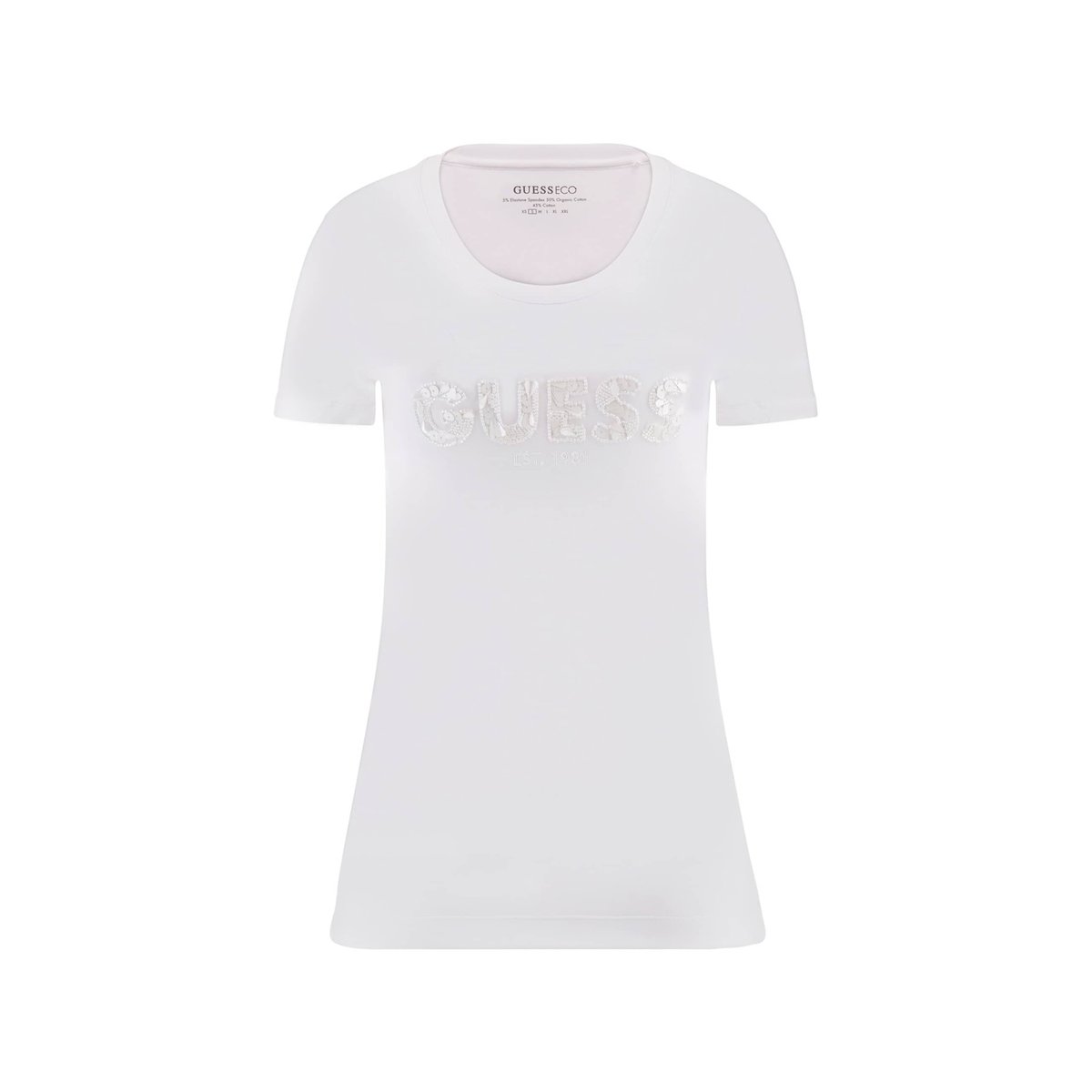 T-Shirt Logo Coupe Slim blanc, GUESS