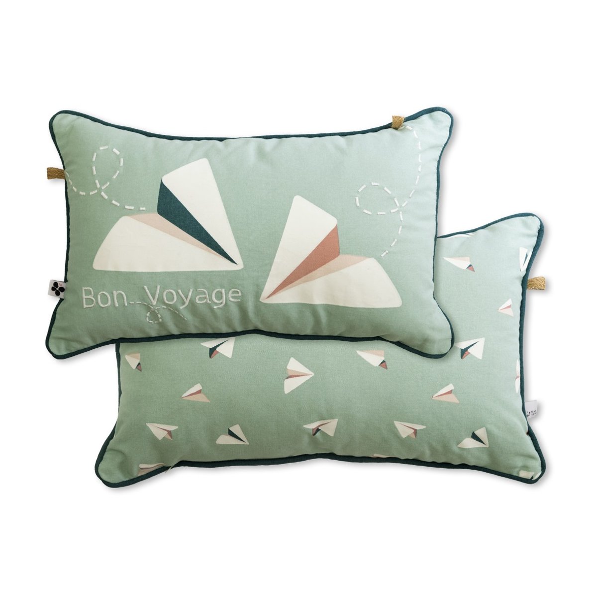 Coussin Petit papier avion vert, EDEN
