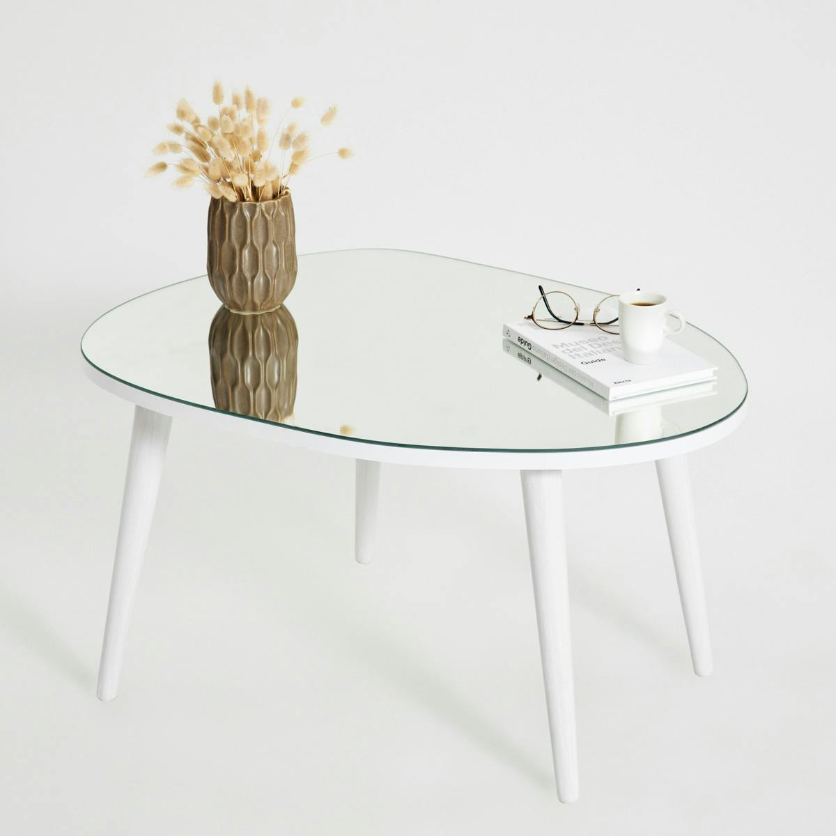 Table basse plateau miroir TULUM blanc, PIER IMPORT