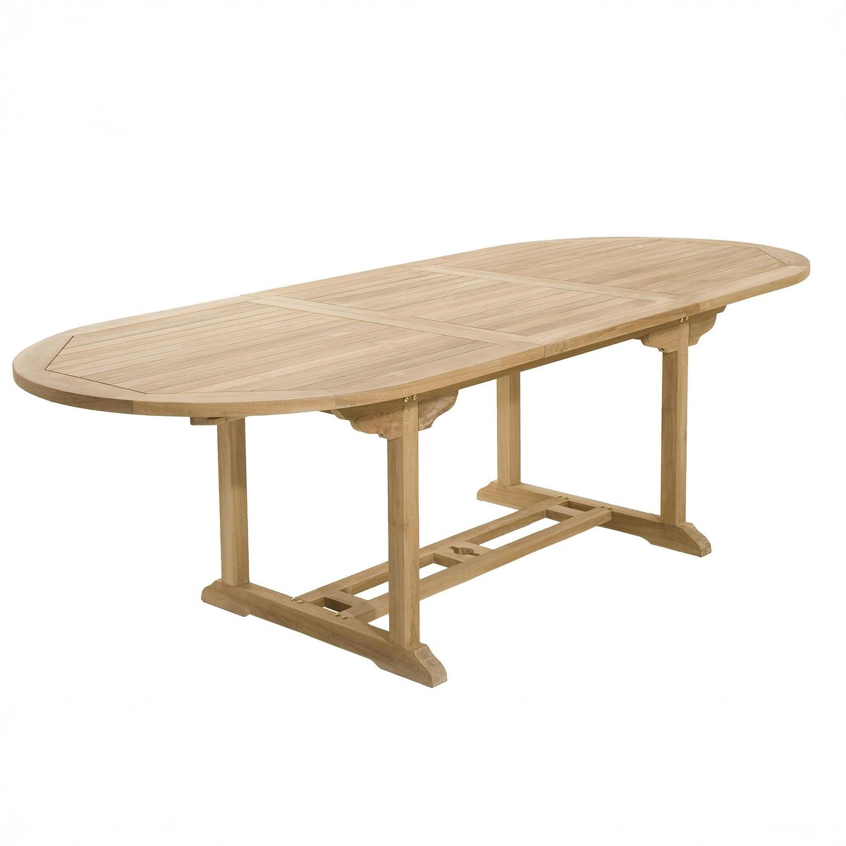 Salon de jardin table d'extérieur extensible ovale 200/240x100cm 4 chaises 2 fauteuils en bois de teck SUMMER bois naturel, PIER IMPORT