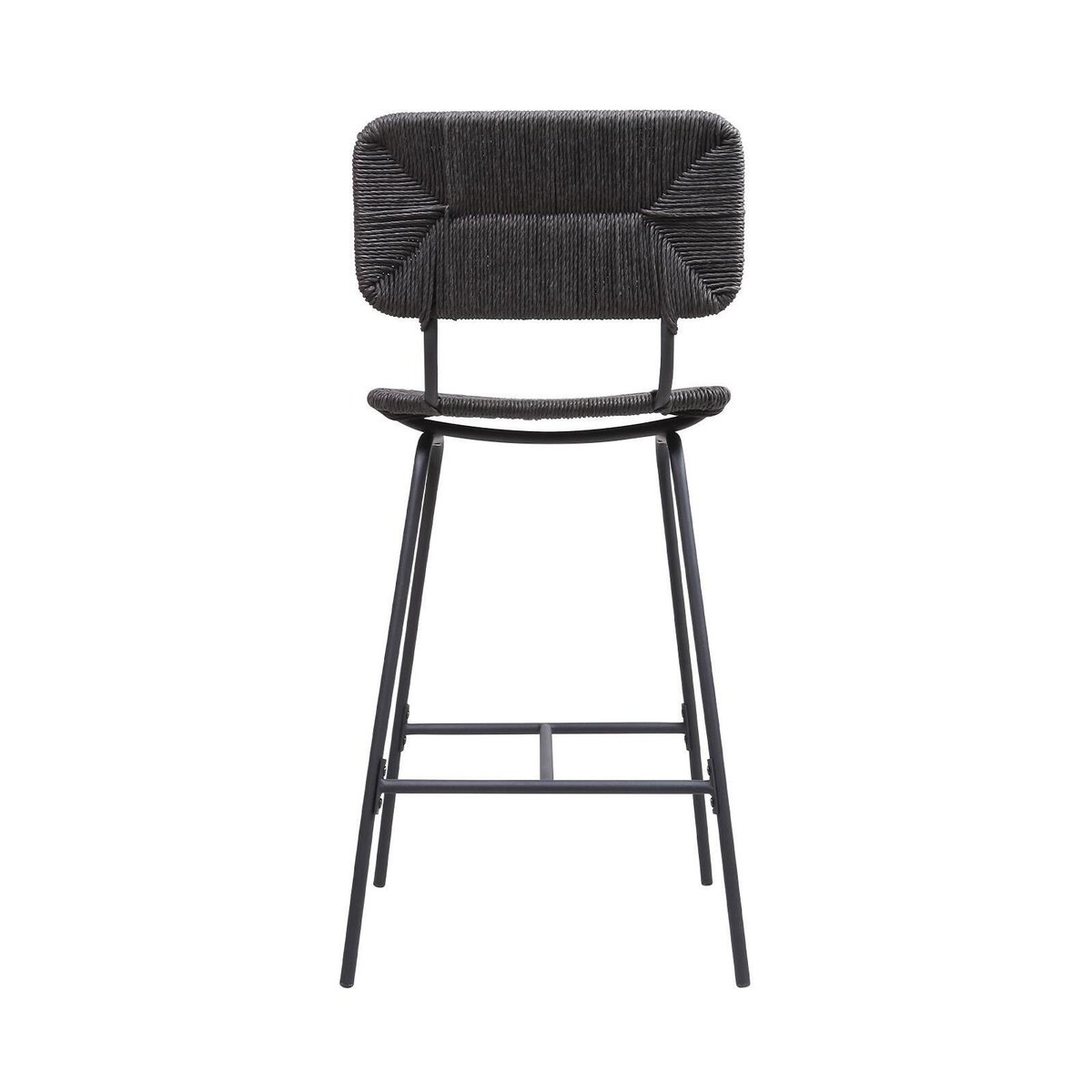 Lot de tabourets de bar et d'ilot en métal et assise rotin 65cm TIDRA|Lot de 6 | Lot de 6 noir, MOB IN