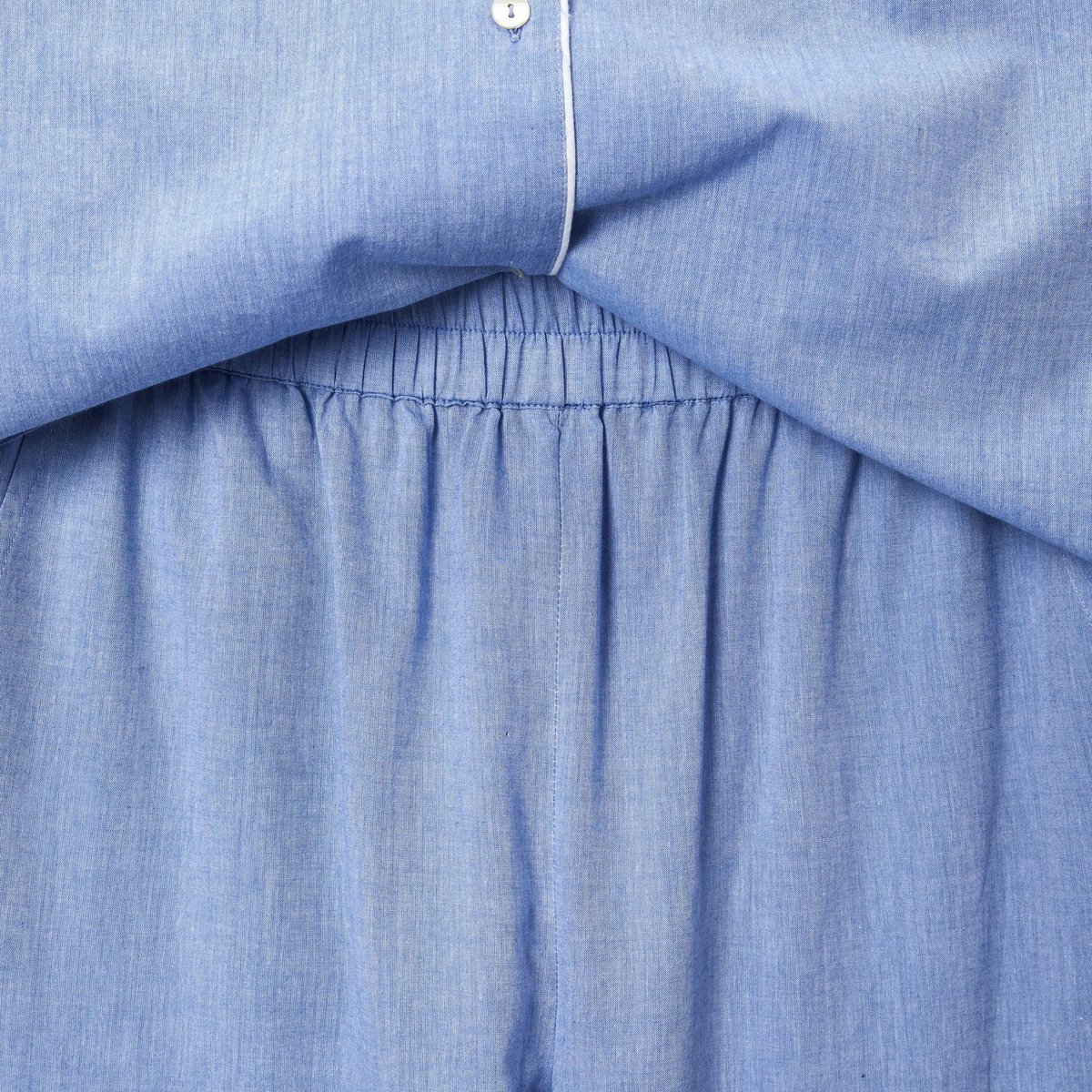 Pyjama chambray en coton bio GOTS celeste, MONOPRIX