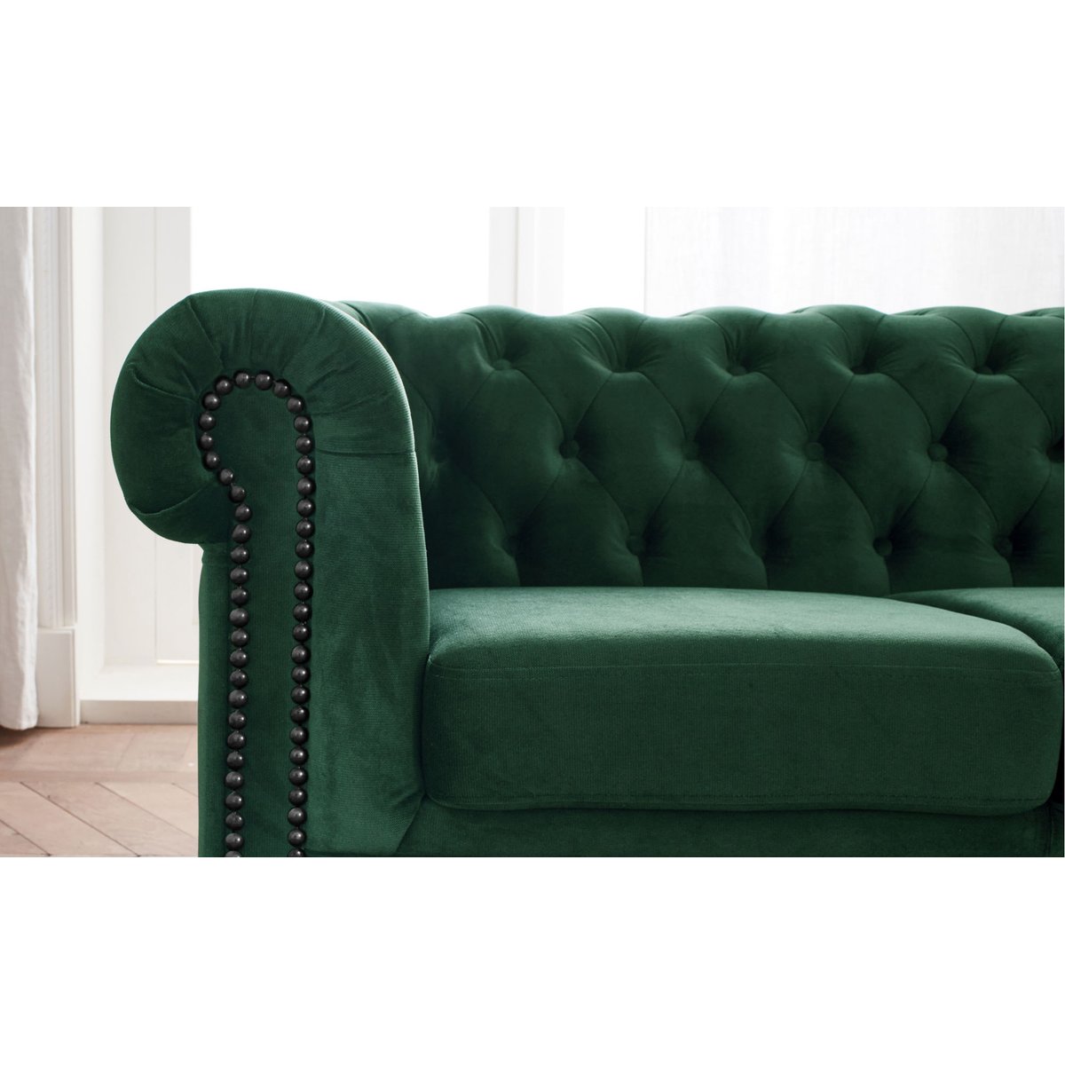 Canapé d'Angle droit 4 places - WILLIAM vert, BEST MOBILIER