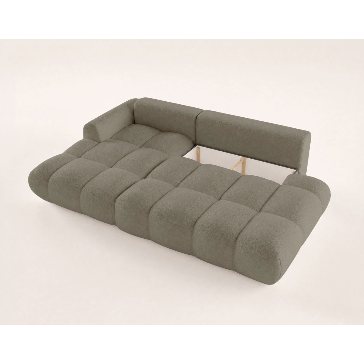 Canapé d'Angle Convertible en Tissu bouclette 4 places - YULIN gris, LISA DESIGN