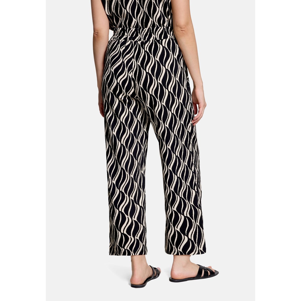 Pantalon Marlene à taille élastique noir/beige, BETTY BARCLAY